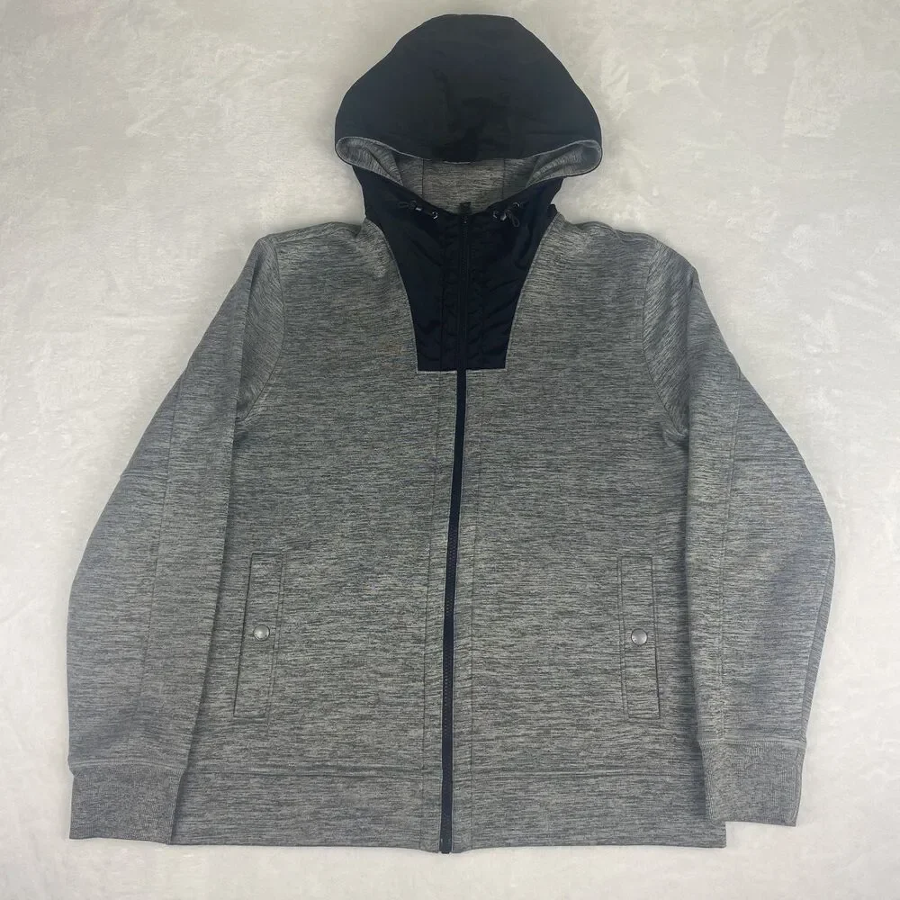 Banana Republic Zip Up Sweater Jacket Mens Large Gray Hooded Casual